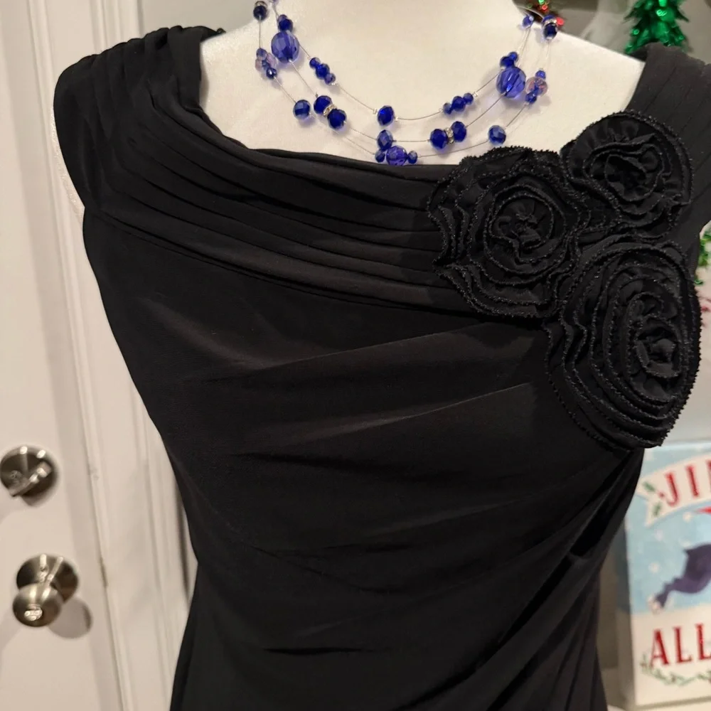 Cocktail Dress Adrianna Papell Black Midi Dress - Picture 3 of 8